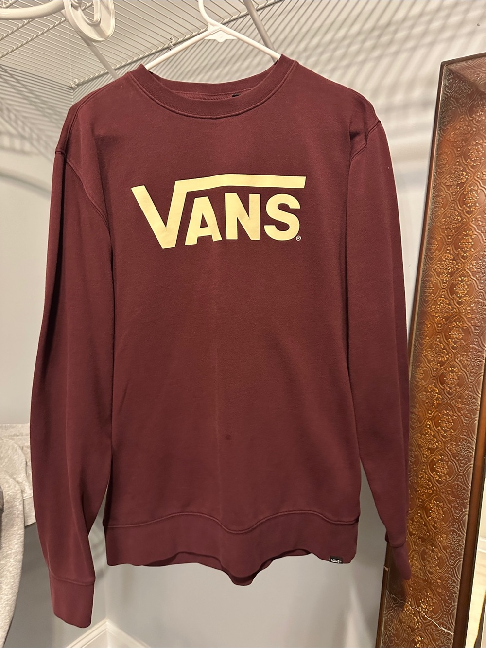 Vans Men's Burgundy Crewneck with Cream Logo